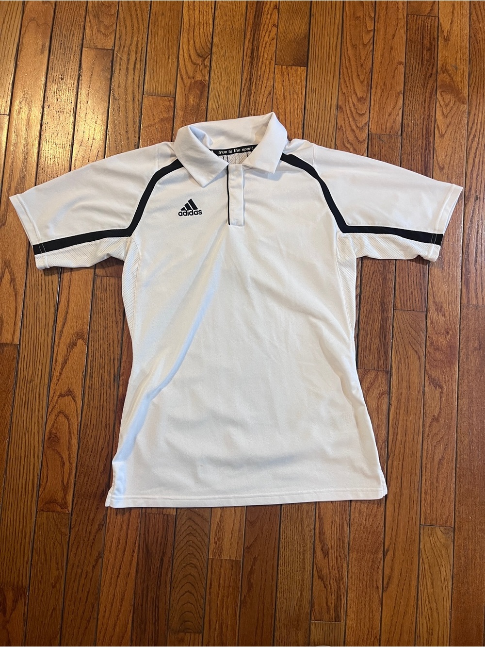 Adidas Women’s Climacool White Polo with Black Accents golf coach size medium